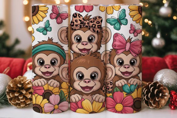 Download Cute Monkeys and Sunflowers 20oz Tumbler - Monkeys Collection