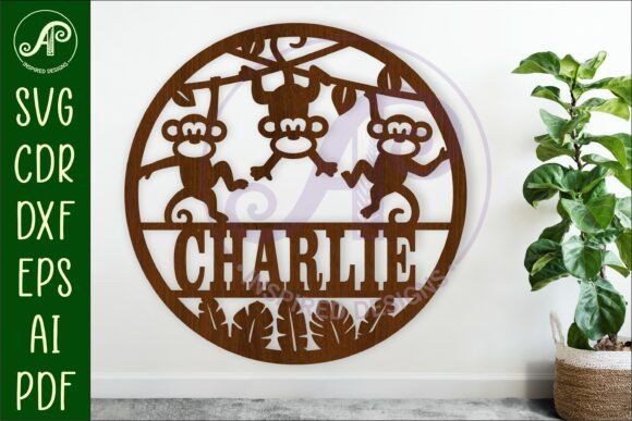 Download Monkeys Name Sign Design Laser Cutting - Monkeys Collection