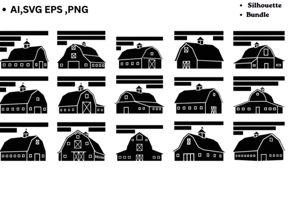 Download Barn SVG Bundle Clipart Farm Silhouettes - Farm silhouettes Collection