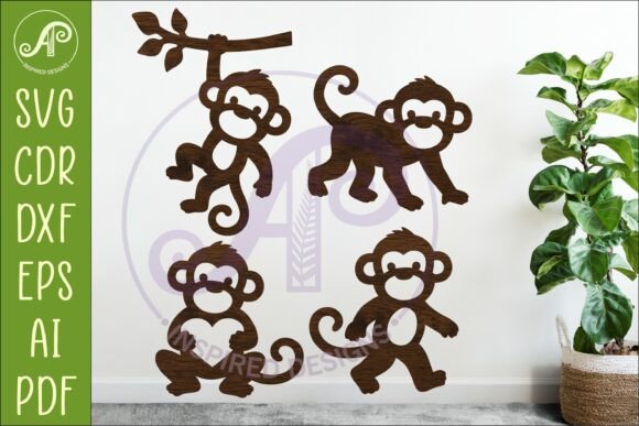 Download Cute Monkey Silhouette SVG, Monkeys 2 - Monkeys Collection